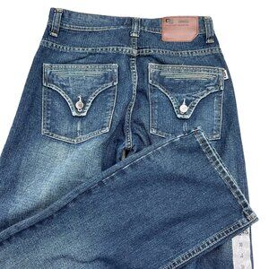 GS‎ 115 Jeans Men 30Wx31L Blue Mid Rise Distressed Y2K Hip Hop Streetwear NWT